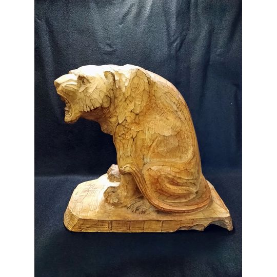 木彫「乕」岩田祥光  一刀彫 久留米 觀古堂