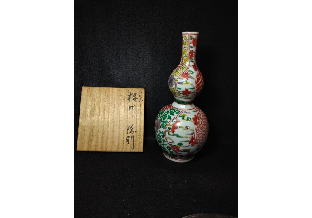 九谷焼名工 須田菁華 作 古九谷桜川徳利 【SOLD OUT】 | 酒器 | 久留米で話題を呼んでいる古美術店は茶道具や古陶磁などを扱っております