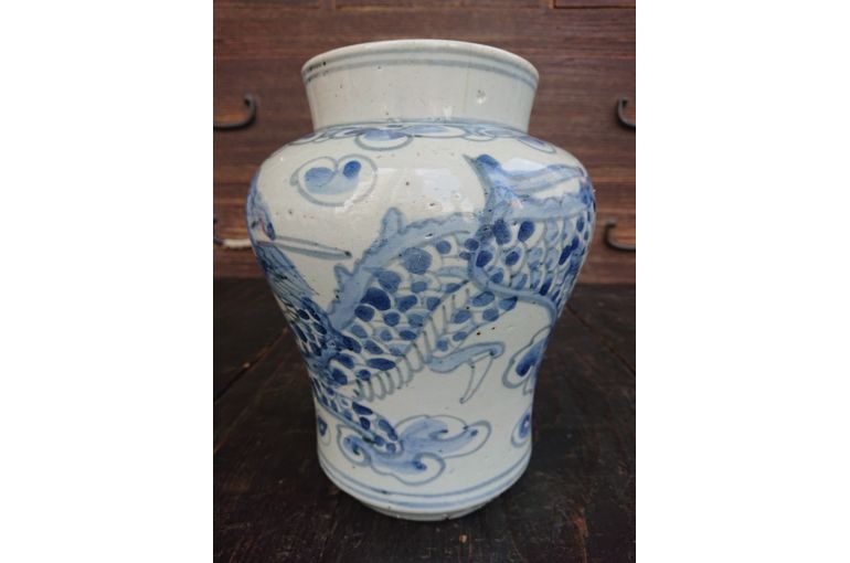 李朝染付龍文壺 | 京都寺町の骨董品店 古美術いもと
