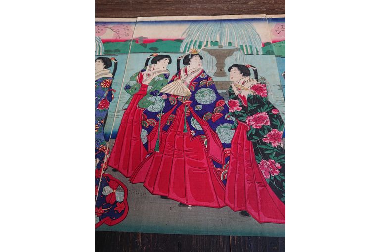 おかみのブログ編》浮世絵が素敵‼️靖国神社 御遊覧之圖の鮮やか