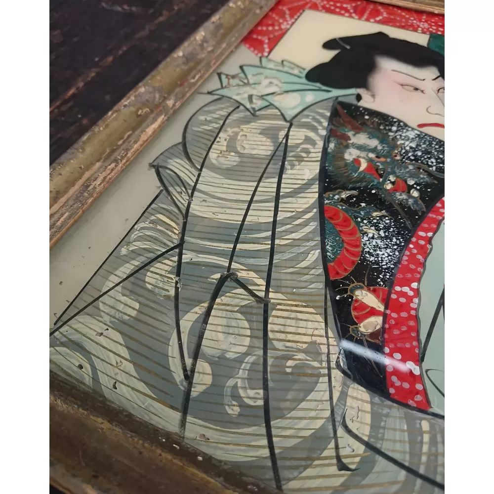 ミニ額入 ガラス絵 浮世絵 ミニ額入 ガラス絵 浮世絵