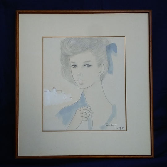 東郷たまみ　色紙肉筆画