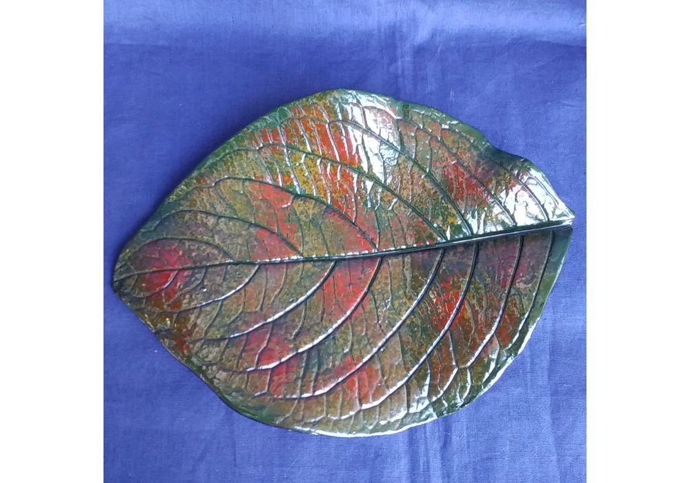 輪島塗　本乾漆　木葉形　銘々皿　5客