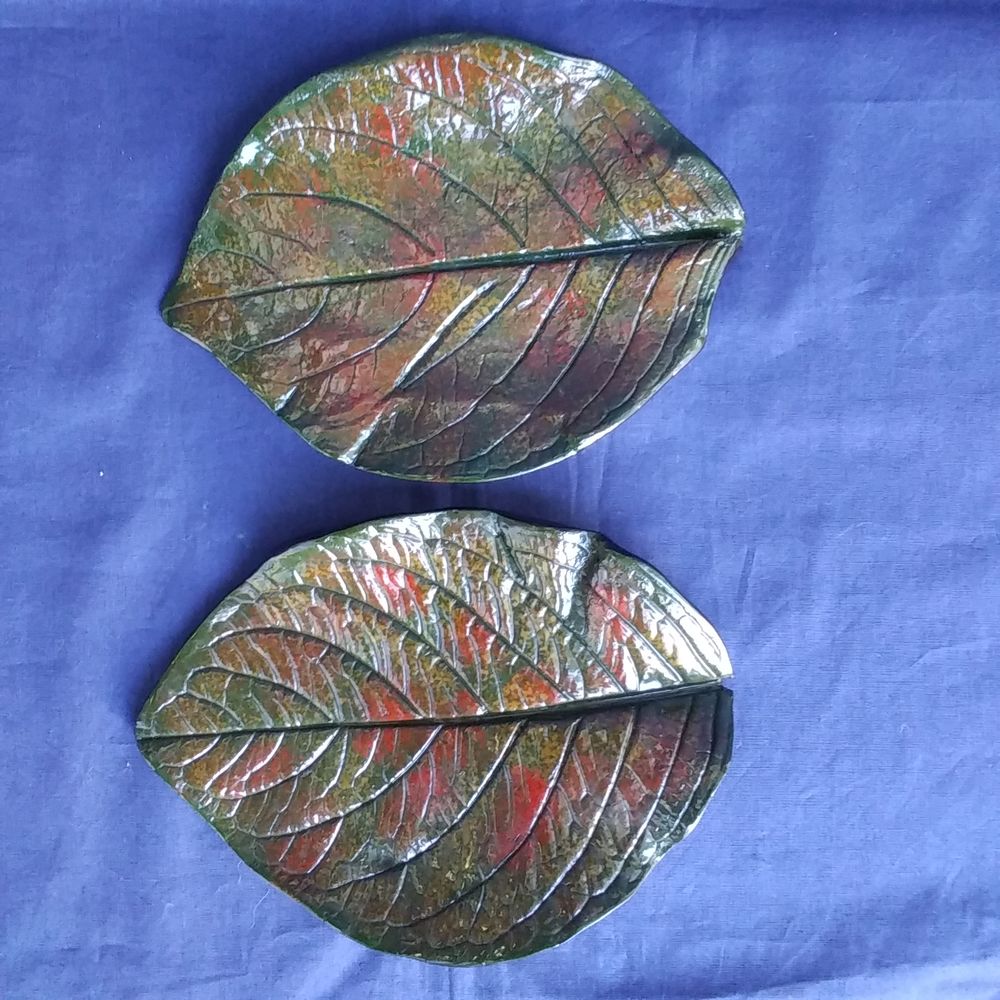 輪島塗　本乾漆　木葉形　銘々皿　5客