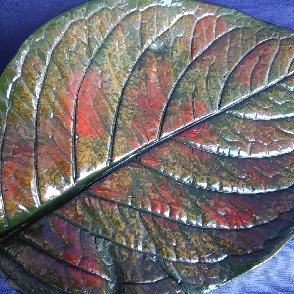 輪島塗　本乾漆　木葉形　銘々皿　5客