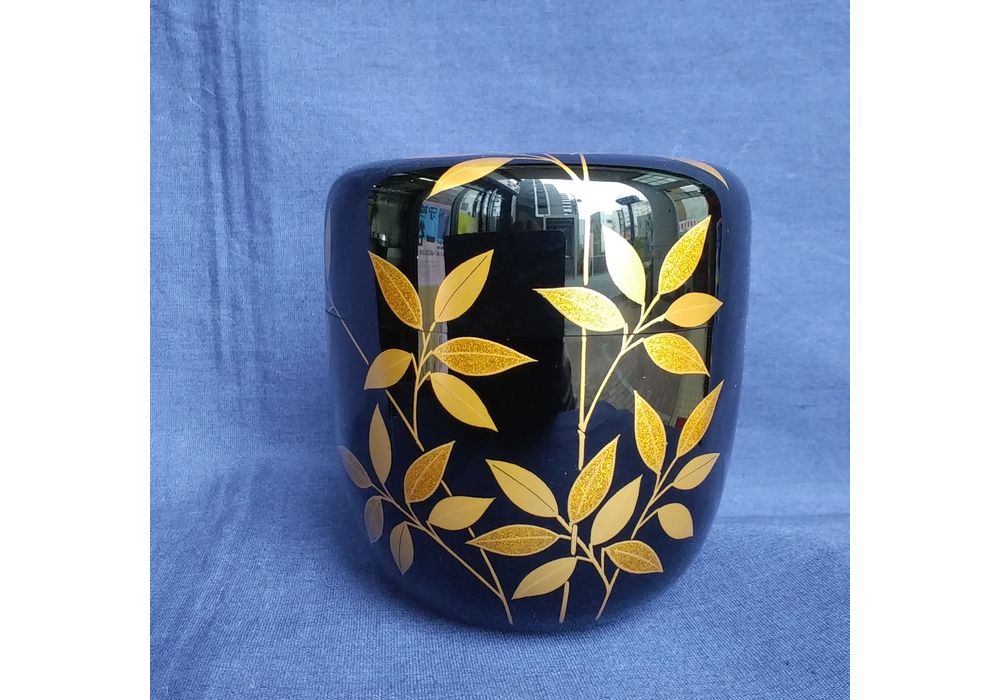 秀穂作　利休好　笹蒔絵棗