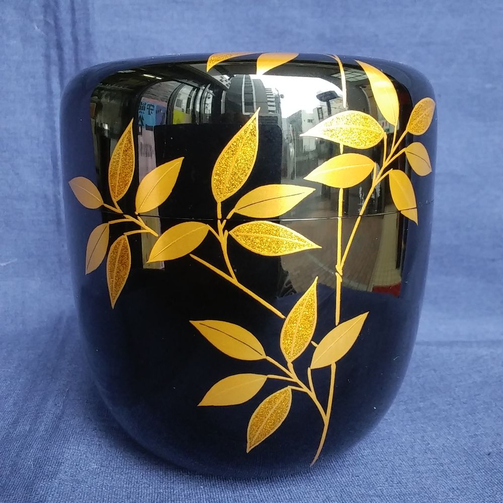 秀穂作　利休好　笹蒔絵棗