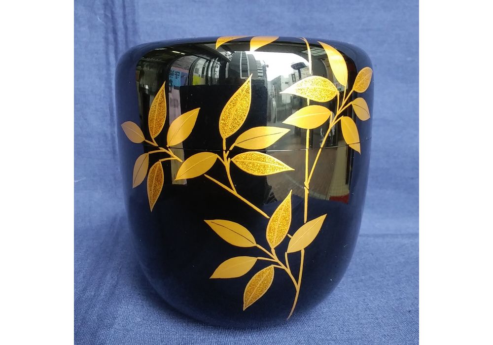 秀穂作　利休好　笹蒔絵棗