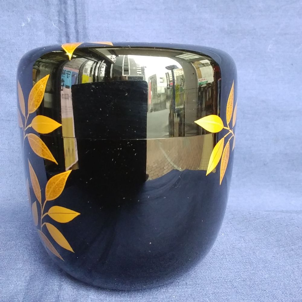 秀穂作　利休好　笹蒔絵棗