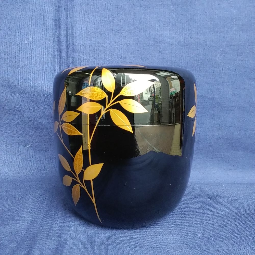 秀穂作　利休好　笹蒔絵棗