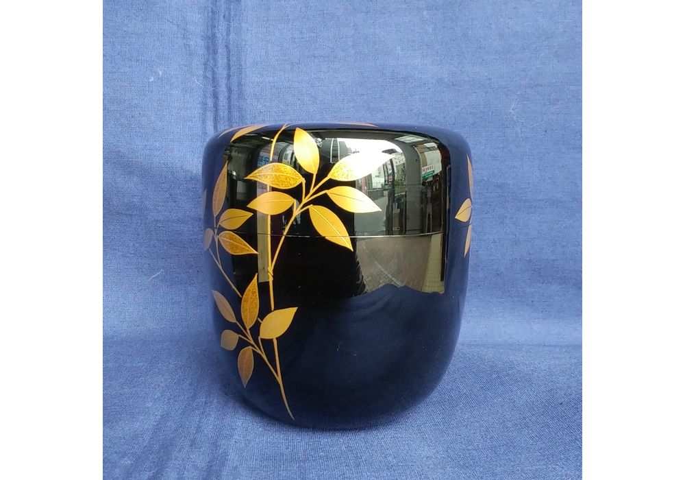 秀穂作　利休好　笹蒔絵棗